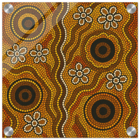 Aboriginal Ochre Earth Tones Wall Art Print - Acrylic Print - 30x30 cm / 12x12″ - 