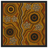 Aboriginal Ochre Earth Tones Wall Art Print - Framed Canvas - 60x60 cm / 24x24″ - Black frame