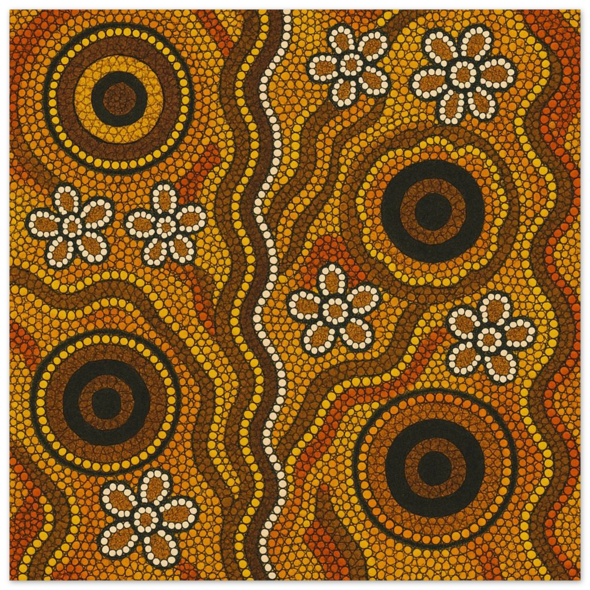 Aboriginal Ochre Earth Tones Wall Art Print - Fine Art Poster - 40x40 cm / 16x16″ - 