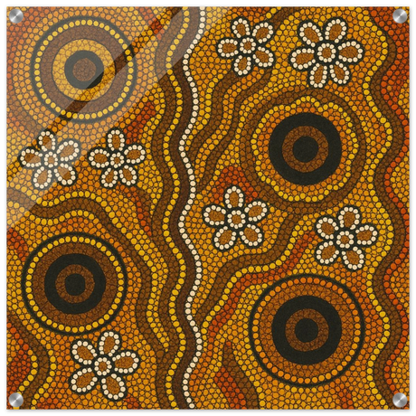 Aboriginal Ochre Earth Tones Wall Art Print - Acrylic Print - 60x60 cm / 24x24″ - 