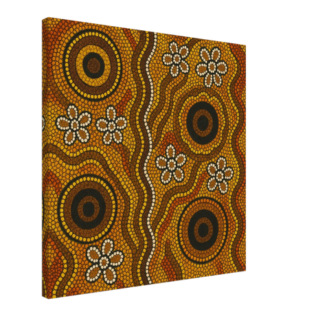 Aboriginal Ochre Earth Tones Wall Art Print - Canvas - 60x60 cm / 24x24″ - 