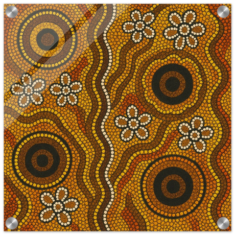Aboriginal Ochre Earth Tones Wall Art Print - Acrylic Print - 40x40 cm / 16x16″ - 