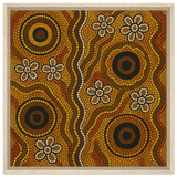 Aboriginal Ochre Earth Tones Wall Art Print - Framed Canvas - 60x60 cm / 24x24″ - Wood frame