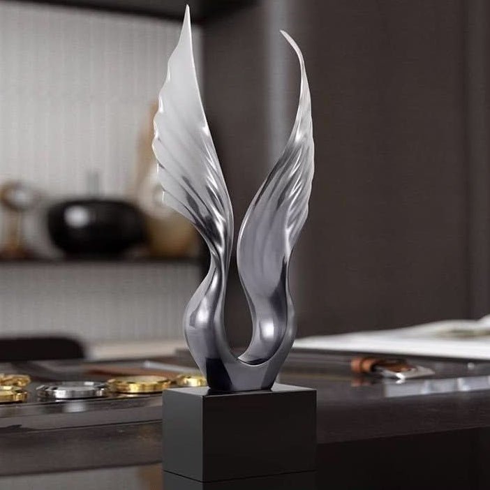 Abstract Angel Wings Resin Sculpture – Modern Decorative Ornament - Angel Wings Resin Sculpture - 18.5 x 8 x 45 cm - 
