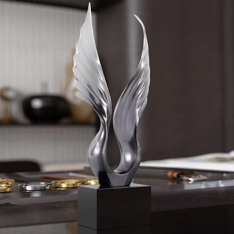 Abstract Angel Wings Resin Sculpture – Modern Decorative Ornament - Angel Wings Resin Sculpture - 18.5 x 8 x 45 cm - 