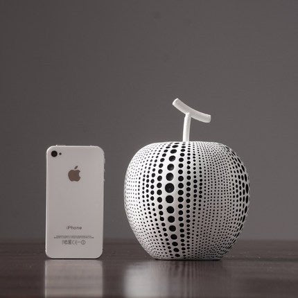 Abstract Apple Resin Sculpture – Modern Minimalist Fruit Ornament - White - 