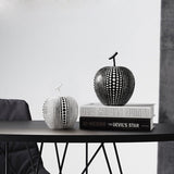 Abstract Apple Resin Sculpture – Modern Minimalist Fruit Ornament - Black - 
