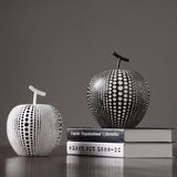 Abstract Apple Resin Sculpture – Modern Minimalist Fruit Ornament - Black - 