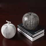 Abstract Apple Resin Sculpture – Modern Minimalist Fruit Ornament - Black - 