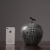 Abstract Apple Resin Sculpture – Modern Minimalist Fruit Ornament - Black - 