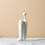 Abstract Back - to - Back Figurine Sculpture – Modern Ceramic Art Décor - Gray And White - 
