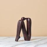 Abstract Back - to - Back Figurine Sculpture – Modern Ceramic Art Décor - Rust Red - 