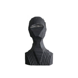 Abstract Black Geometric Bust Sculpture – Modern Minimalist Resin Statue for Contemporary Home & Office Décor - Black - 