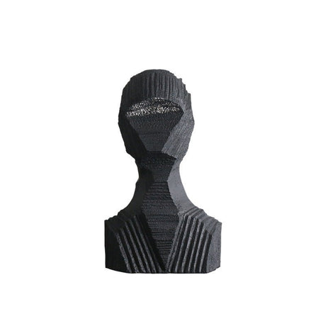 Abstract Black Geometric Bust Sculpture – Modern Minimalist Resin Statue for Contemporary Home & Office Décor - Black - 