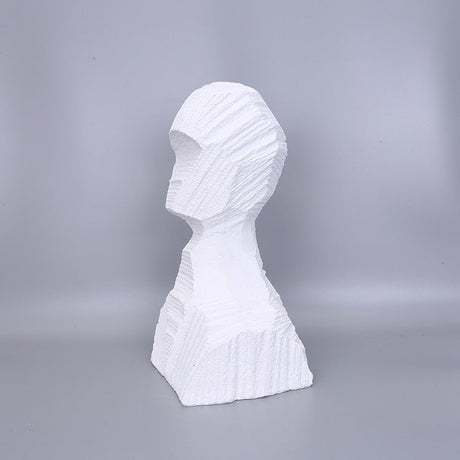 Abstract Black Geometric Bust Sculpture – Modern Minimalist Resin Statue for Contemporary Home & Office Décor - White - 