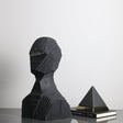 Abstract Black Geometric Bust Sculpture – Modern Minimalist Resin Statue for Contemporary Home & Office Décor - Black - 