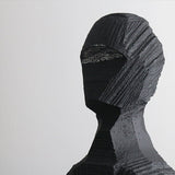 Abstract Black Geometric Bust Sculpture – Modern Minimalist Resin Statue for Contemporary Home & Office Décor - Black - 