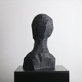Abstract Black Geometric Bust Sculpture – Modern Minimalist Resin Statue for Contemporary Home & Office Décor - Black - 