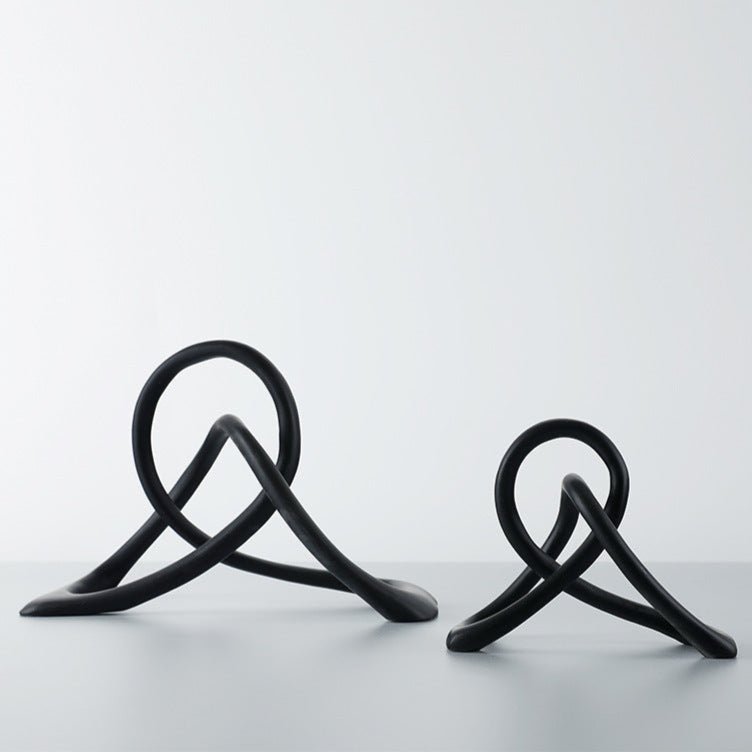 Abstract Black Resin Knot Sculpture – Modern Geometric Art Ornament - Accent Size (Small) - 