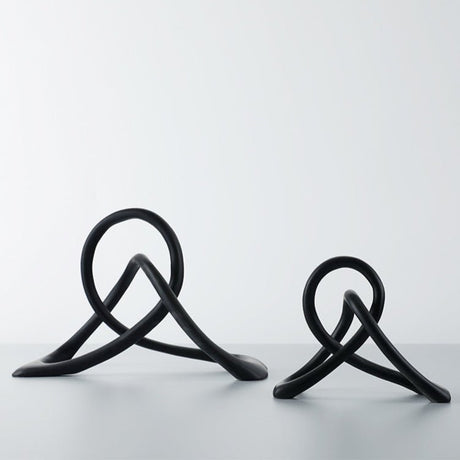 Abstract Black Resin Knot Sculpture – Modern Geometric Art Ornament - Accent Size (Small) - 