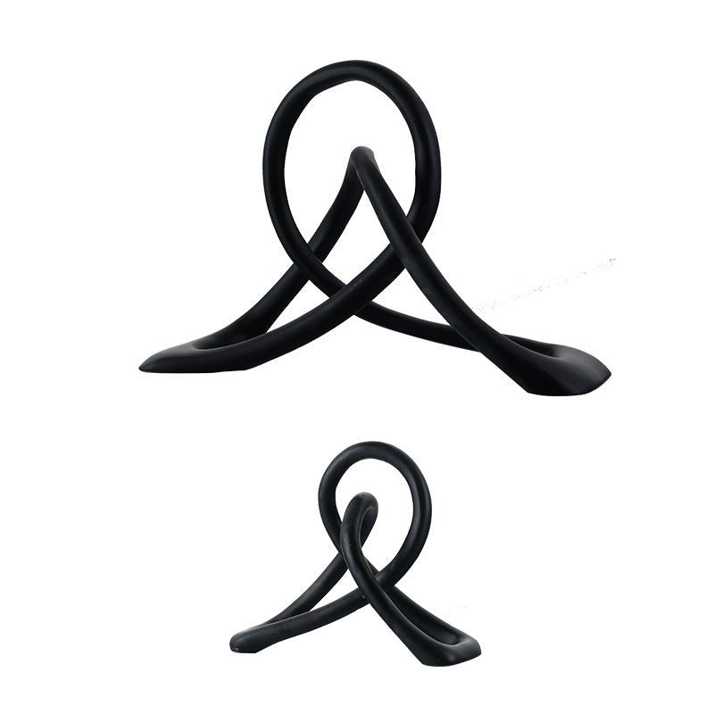 Abstract Black Resin Knot Sculpture – Modern Geometric Art Ornament - Accent Size (Small) - 