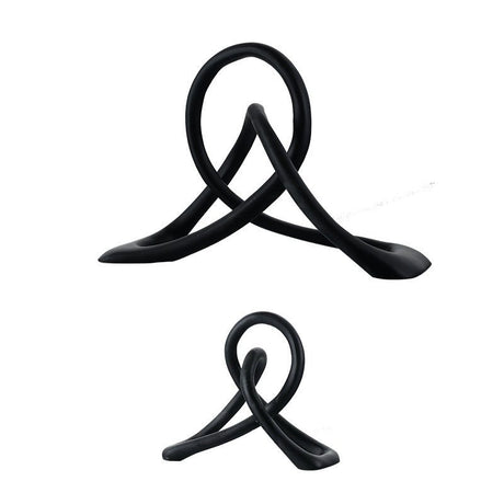 Abstract Black Resin Knot Sculpture – Modern Geometric Art Ornament - Accent Size (Small) - 