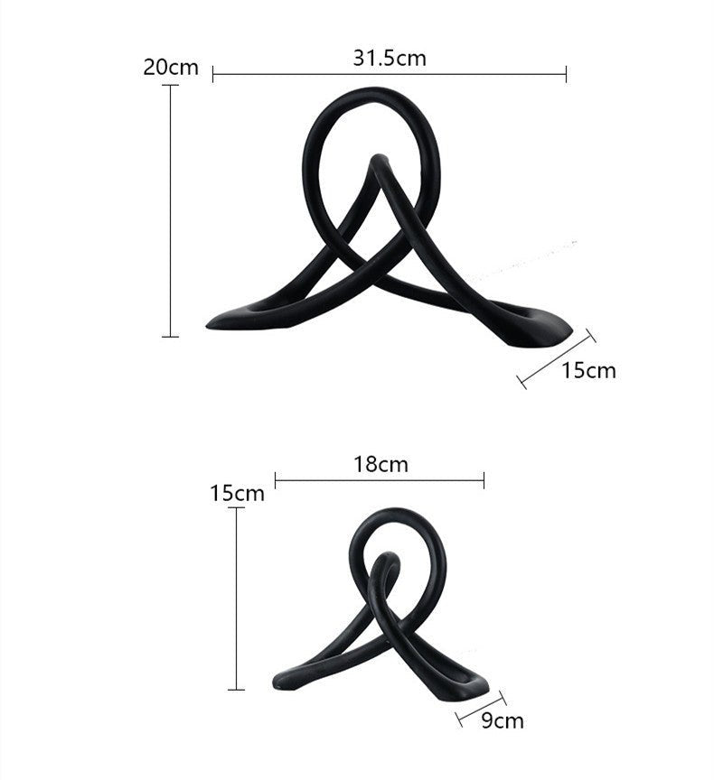 Abstract Black Resin Knot Sculpture – Modern Geometric Art Ornament - Statement Size (Large) - 