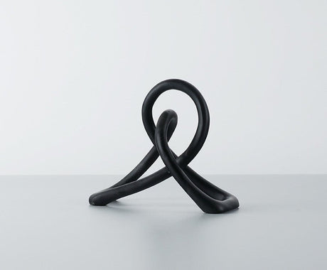 Abstract Black Resin Knot Sculpture – Modern Geometric Art Ornament - Accent Size (Small) - 