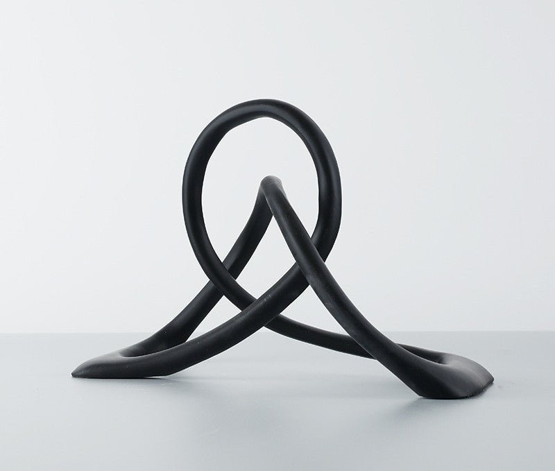 Abstract Black Resin Knot Sculpture – Modern Geometric Art Ornament - Statement Size (Large) - 