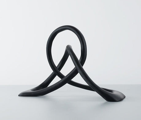 Abstract Black Resin Knot Sculpture – Modern Geometric Art Ornament - Statement Size (Large) - 