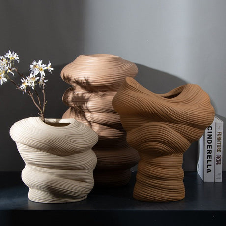Abstract Ceramic Vase – Modern Minimalist Handmade Décor - 25wool bottles - 