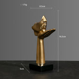 Abstract Character Mask Sculpture | Contemporary Resin Art | 3 Colours - Golden flying kiss - 