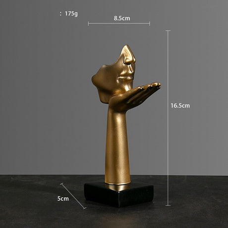 Abstract Character Mask Sculpture | Contemporary Resin Art | 3 Colours - Golden flying kiss - 