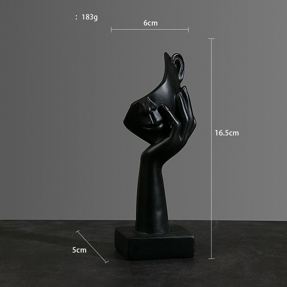 Abstract Character Mask Sculpture | Contemporary Resin Art | 3 Colours - Black thinking - 