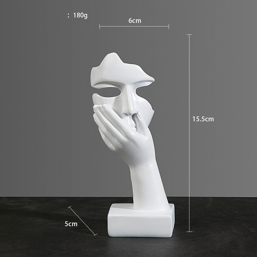 Abstract Character Mask Sculpture | Contemporary Resin Art | 3 Colours - White surprise - 