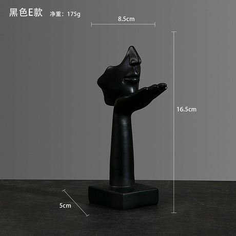Abstract Character Mask Sculpture | Contemporary Resin Art | 3 Colours - Black flying kiss - 