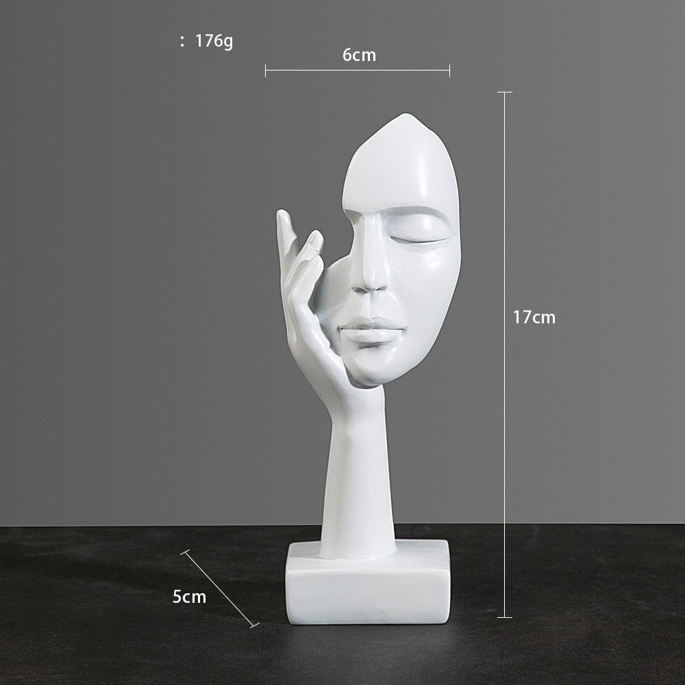 Abstract Character Mask Sculpture | Contemporary Resin Art | 3 Colours - White listening - 