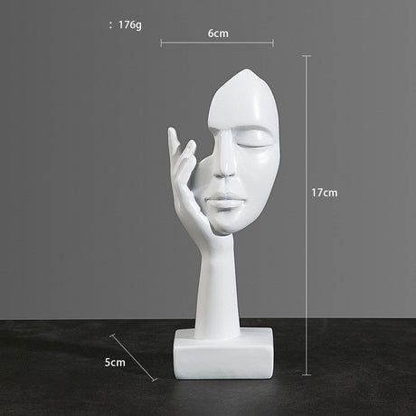 Abstract Character Mask Sculpture | Contemporary Resin Art | 3 Colours - White listening - 