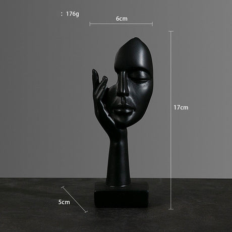 Abstract Character Mask Sculpture | Contemporary Resin Art | 3 Colours - Black listening - 