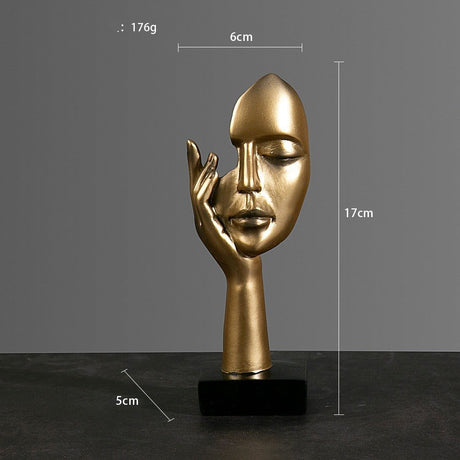 Abstract Character Mask Sculpture | Contemporary Resin Art | 3 Colours - Golden listening - 