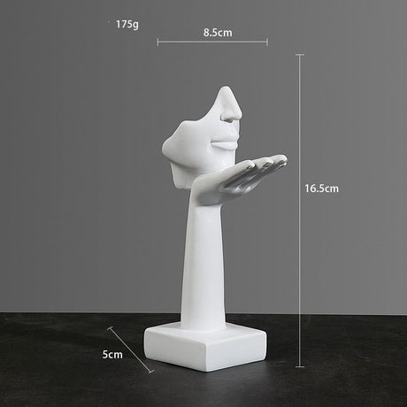 Abstract Character Mask Sculpture | Contemporary Resin Art | 3 Colours - White flying kiss - 
