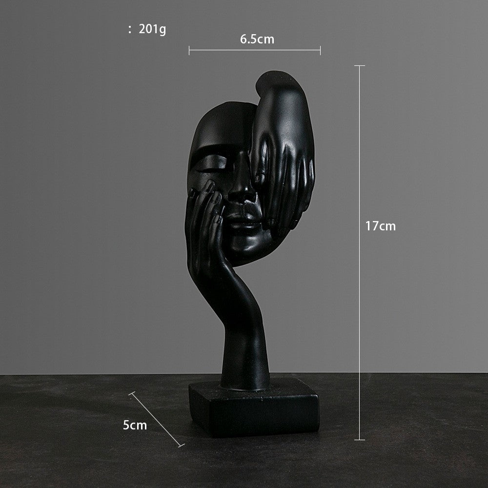 Abstract Character Mask Sculpture | Contemporary Resin Art | 3 Colours - Black indulgence - 