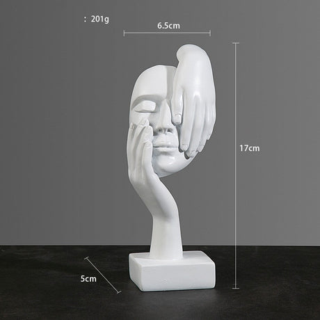 Abstract Character Mask Sculpture | Contemporary Resin Art | 3 Colours - White indulgence - 