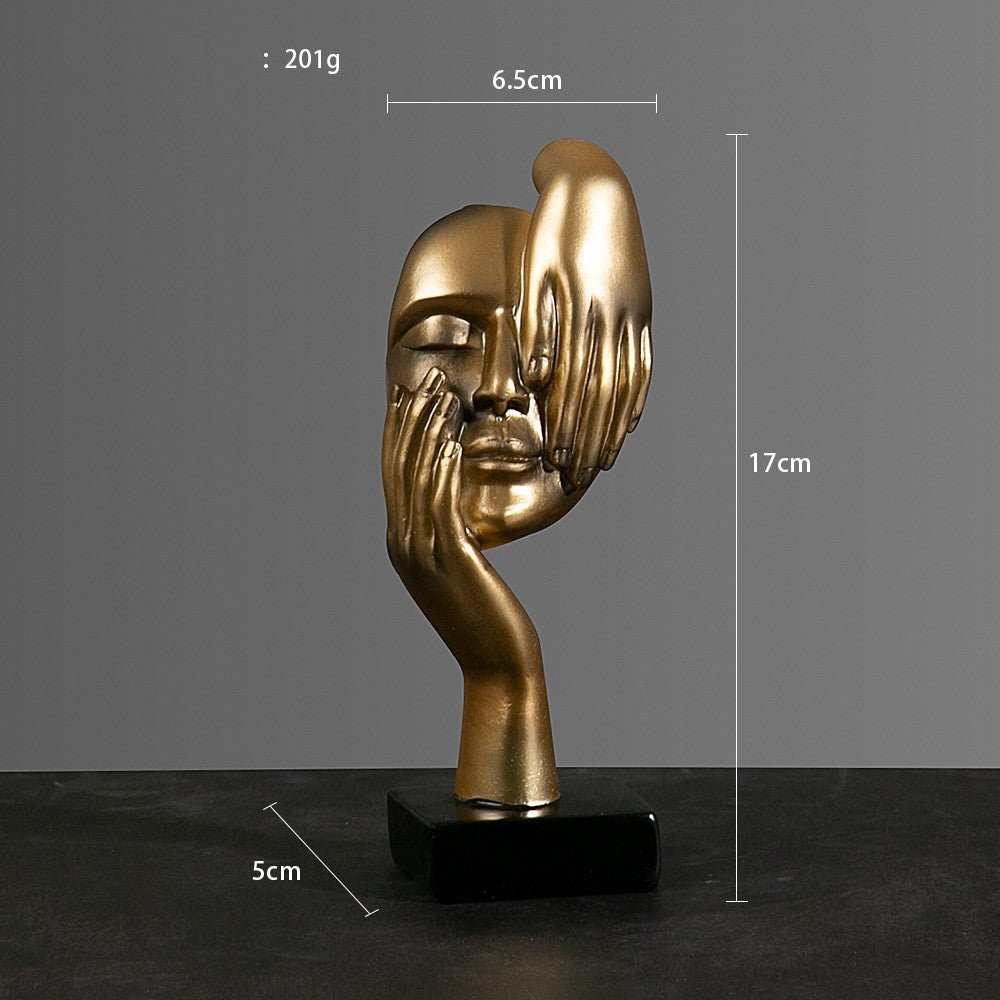 Abstract Character Mask Sculpture | Contemporary Resin Art | 3 Colours - Golden indulgence - 