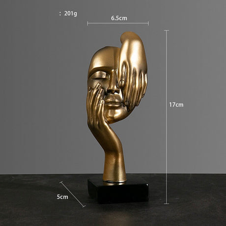 Abstract Character Mask Sculpture | Contemporary Resin Art | 3 Colours - Golden indulgence - 