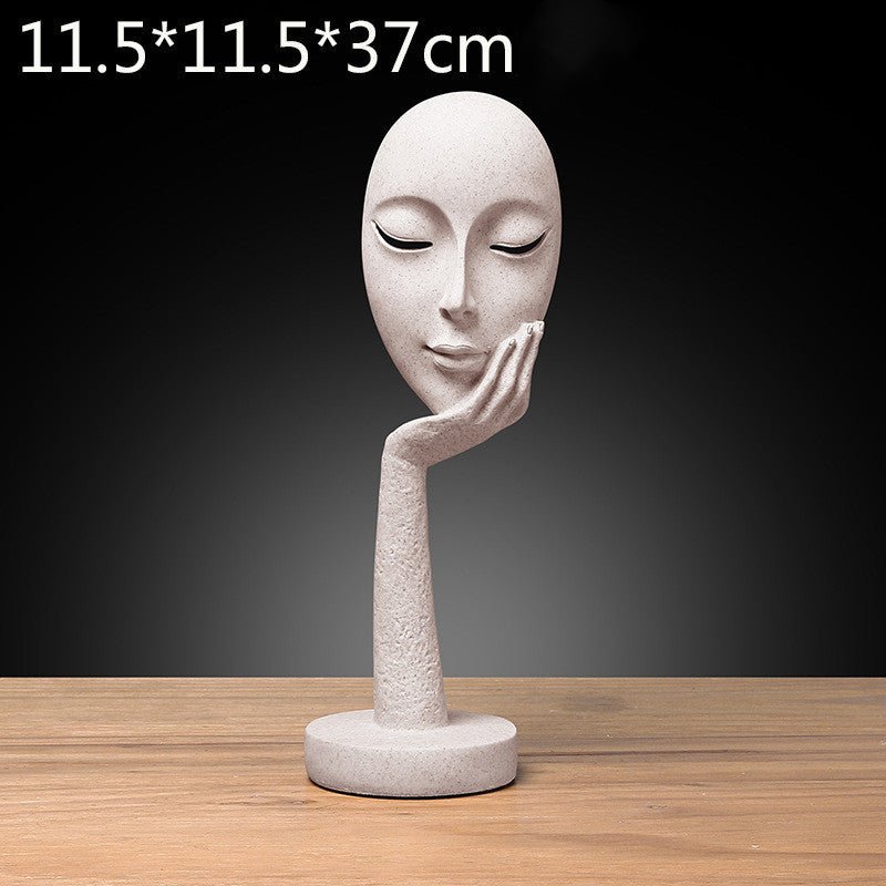 Abstract Character Mask Sculpture | Contemporary Resin Art - BS034 - White 003 - 