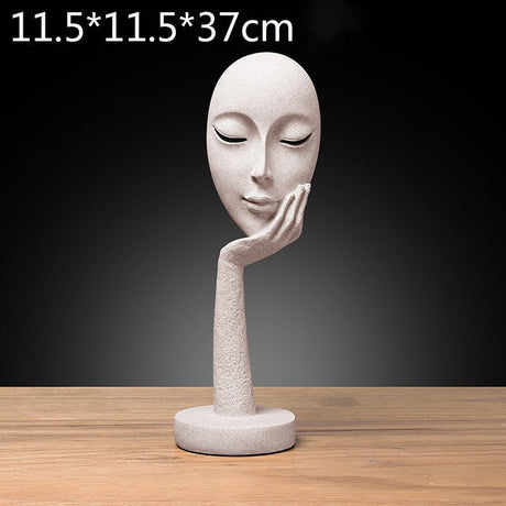Abstract Character Mask Sculpture | Contemporary Resin Art - BS034 - White 003 - 