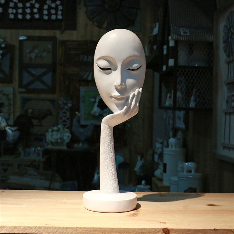Abstract Character Mask Sculpture | Contemporary Resin Art - BS035 - White 001 - 