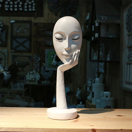 Abstract Character Mask Sculpture | Contemporary Resin Art - BS035 - White 001 - 