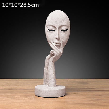 Abstract Character Mask Sculpture | Contemporary Resin Art - BS037 - White 002 - 